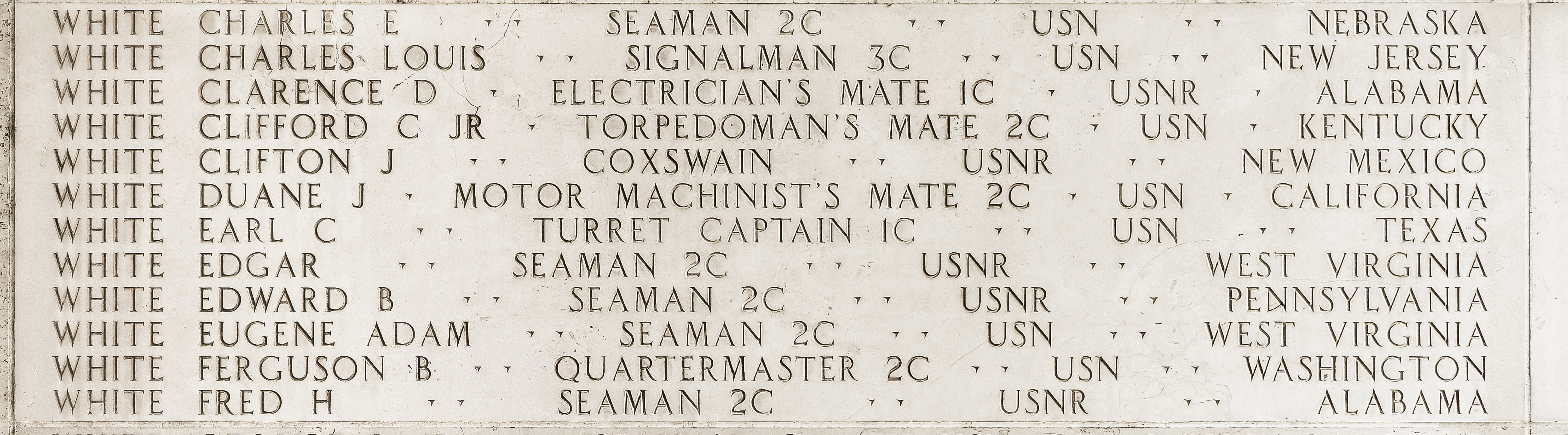 Charles Louis White, Signalman Third Class